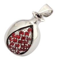 Gold Filled Rhodium Pomegranate Garnet Drop Pendant